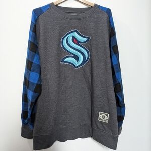 Calhoun Seattle Kraken Buffalo Plaid Long Sleeve Shirt Surf & Slate Mens XL